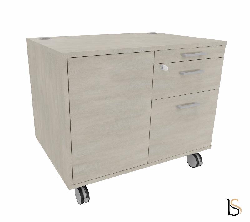Desserte mobile avec tiroirs et niche de rangement - QUADRIFOGLIO - Béton_3