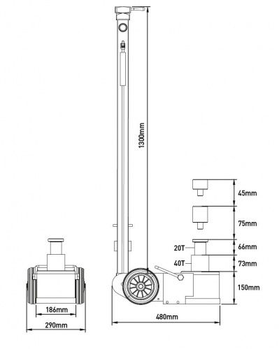 Crh215nb - Cric hydropneumatique ultra-compact Sam Outillage - Capacité 20-40T - Sécurité certifiée_3