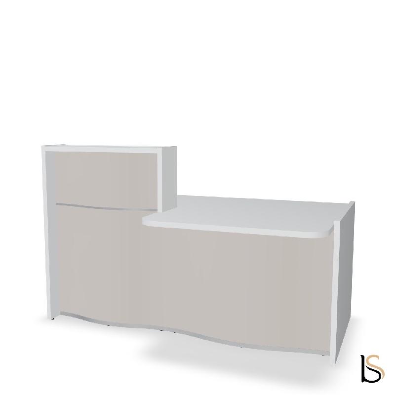 Banque d'accueil compacte WAVE avec plateau bas - MDD - 157, Droite, Beige mat_3