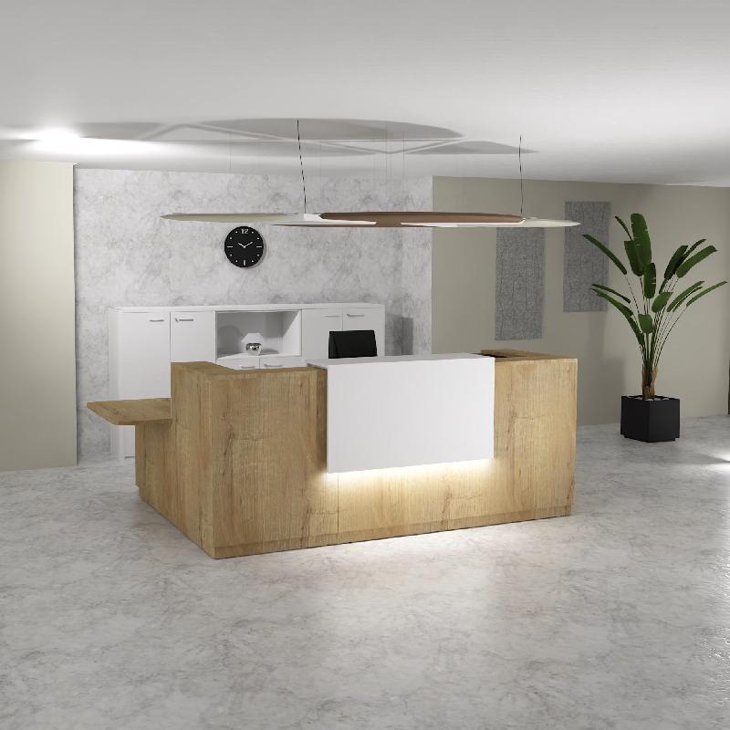 Bureau d'accueil d'angle avec accès PMR Delta Plus - Mobel Linea - Gauche, 264, Oui, Chêne veiné_4