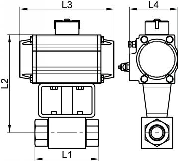 Vanne 2 voies motorisée F/F - vérin pneumatique aluminium - haute pression - filetage Gaz ou NPT_3