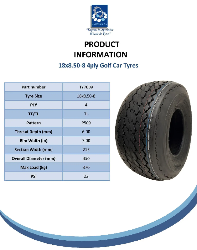 Pneu pour voiturette de golf 18x8,50-8, 4 plis, pour quad tout-terrain sur jante blanche – Wanda P509_3