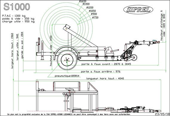 S 1000 - Remorque Porte-Touret - SIPREL - Charge utile 970 Kg_3