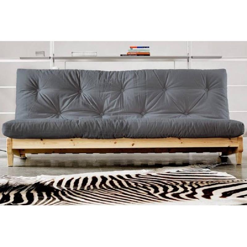 Banquette convertible Fresh Pin - coloris gris - couchage 140x200 cm - pin massif & matelas futon_3