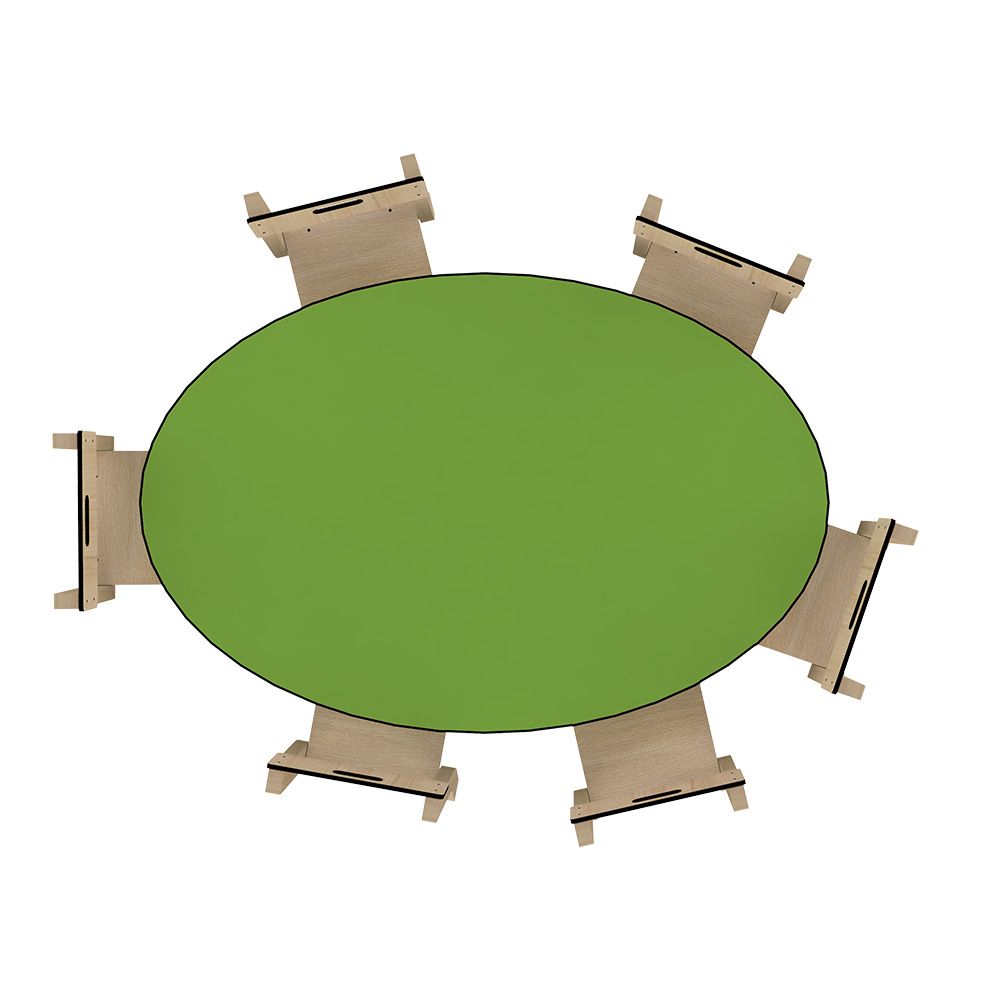 Table ovale pour enfant - Piètement hêtre massif - Plateau stratifié compact - Taille T00 à T2 - Réf. TA. OV_2