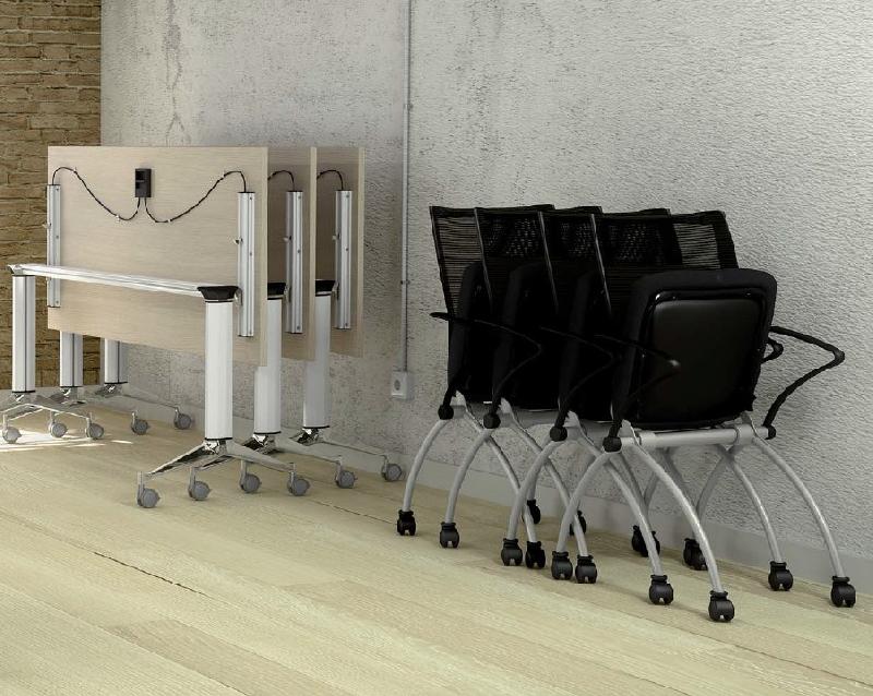 Chaise visiteurs avec assise rabattable Viena - Mobel Linea. - 1 siège_3