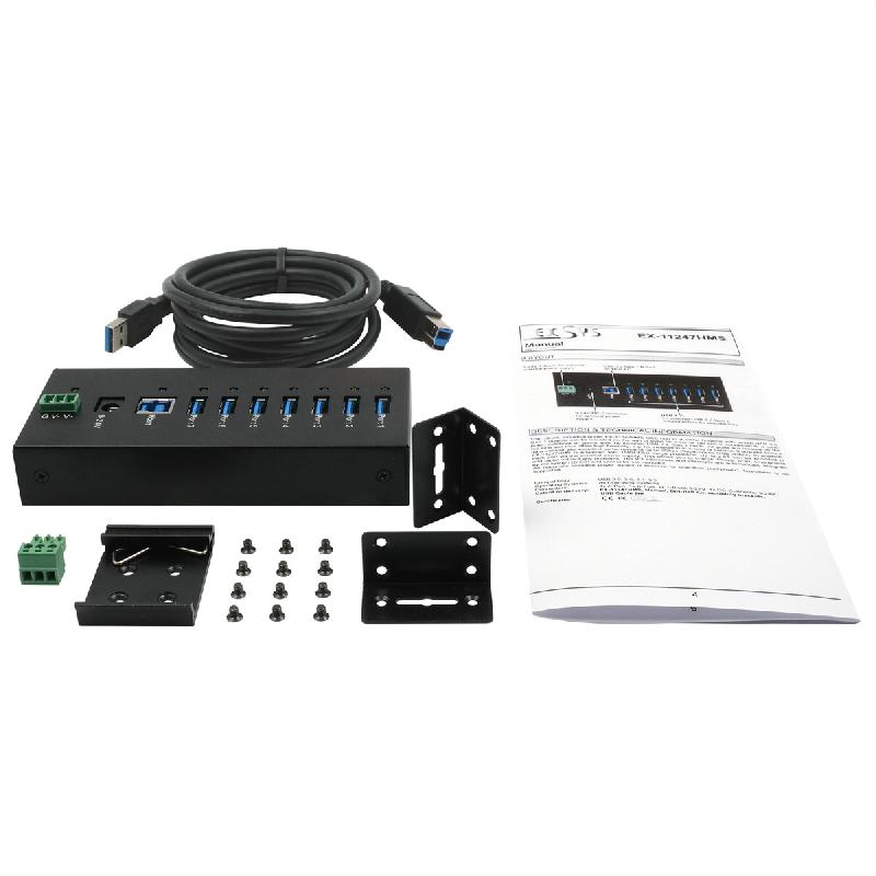 EXSYS EX-11247HMS HUB 7 ports USB 3.2 Gen 1 Din-Rail Kit et mur VIA VL813 Chipset_3