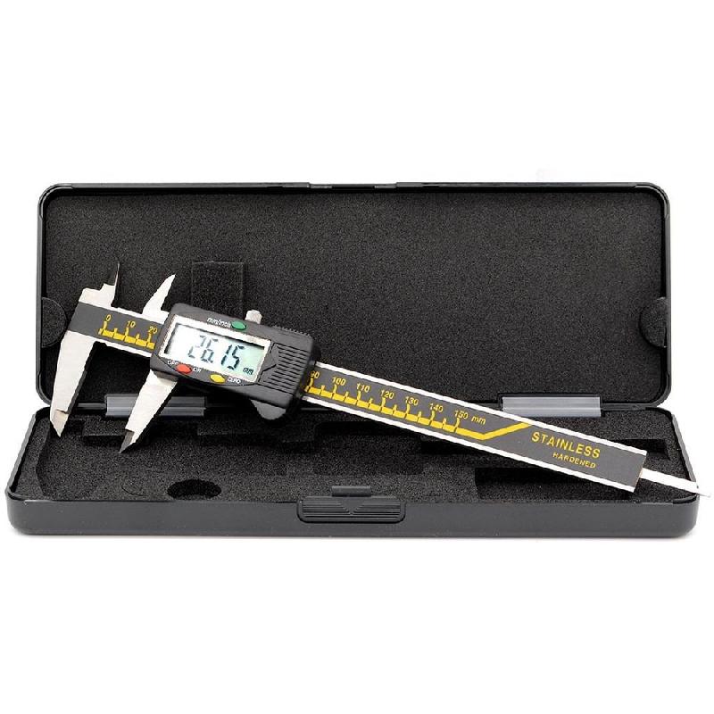 Pied à coulisse digital sans molette - 200 mm - conversion mm/inch - jauge de profondeur - becs doubles croisés_3