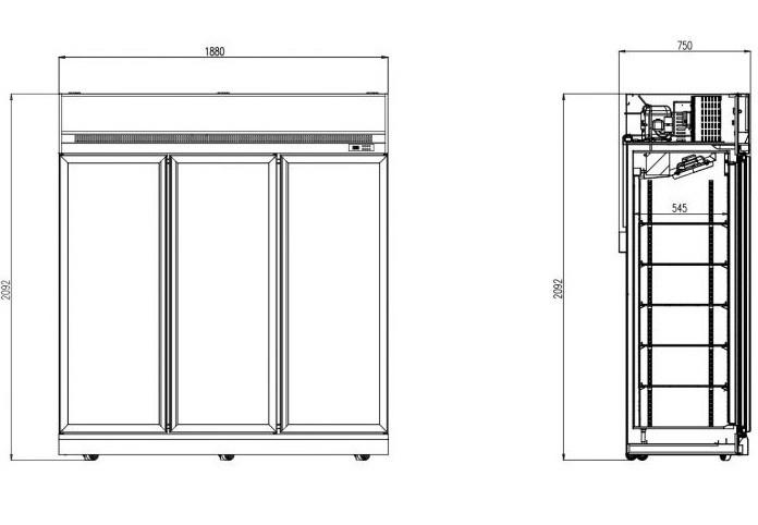 Vitrine réfrigérée positive en 3 portes - r290 gaz écologique_3