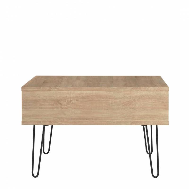 Table basse design scandinave Lackberg - chêne naturel - structure en panneaux mélaminés et piétement en métal_3