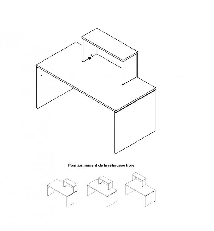 Banque d'accueil ton bois Pano - Ofitres - 120, Hêtre clair, Noir brillant / mélaminé blanc_3