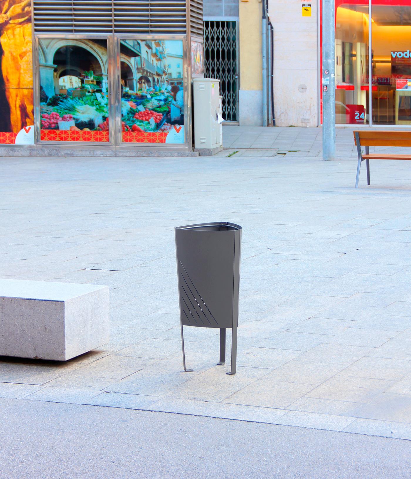 Poubelle publique Argo 80 - acier zingué peint avec seau intérieur et socle pour ancrage_3