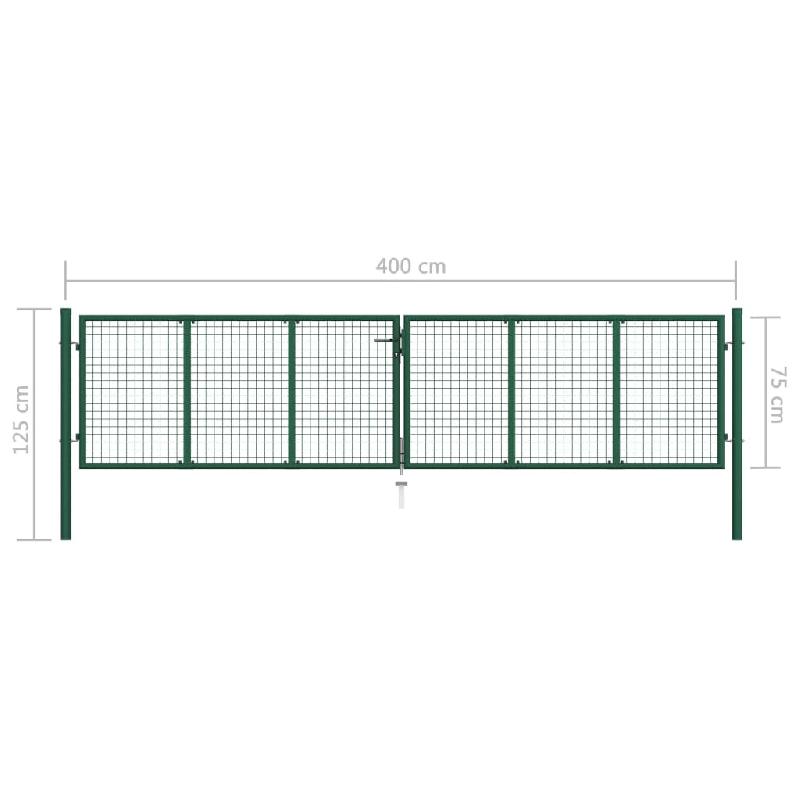 Vidaxl portail en treillis de jardin acier 400 x 75 cm vert 145747_3