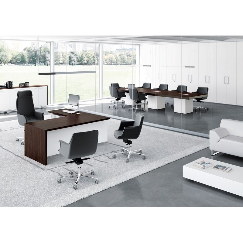 Bureau de direction T45 - Quadrifoglio - Plateau anti-rayures et pieds panneaux avec caisson 3 tiroirs_3