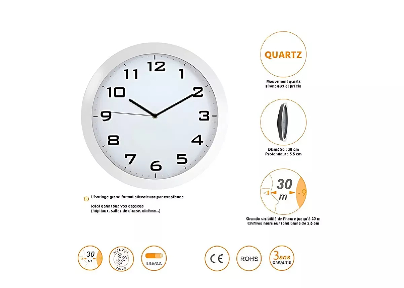 Horloge murale silencieuse blanche_3