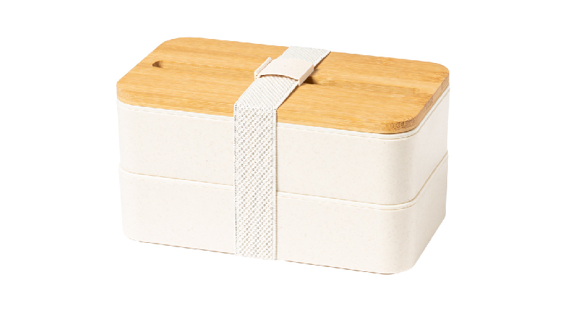 Lunch box en plastique PP - couvercle en bambou avec support téléphone - 2 compartiments de 700 ml avec couverts inclus_3