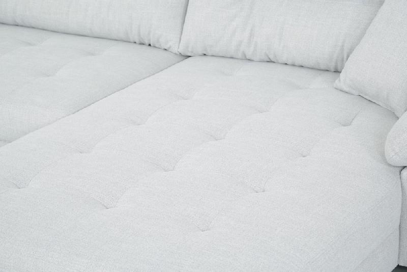 Canapé d'angle fixe droite TIPIX - Tissu Bergamo gris clair - Manchette relevable et méridienne réversible_3