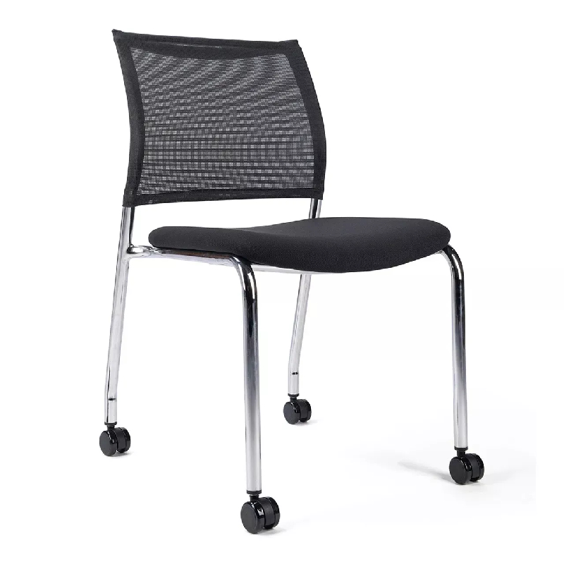 Chaise empilable sur patins ou roulettes So Trévise - Z58, Roulettes, Tissu_3