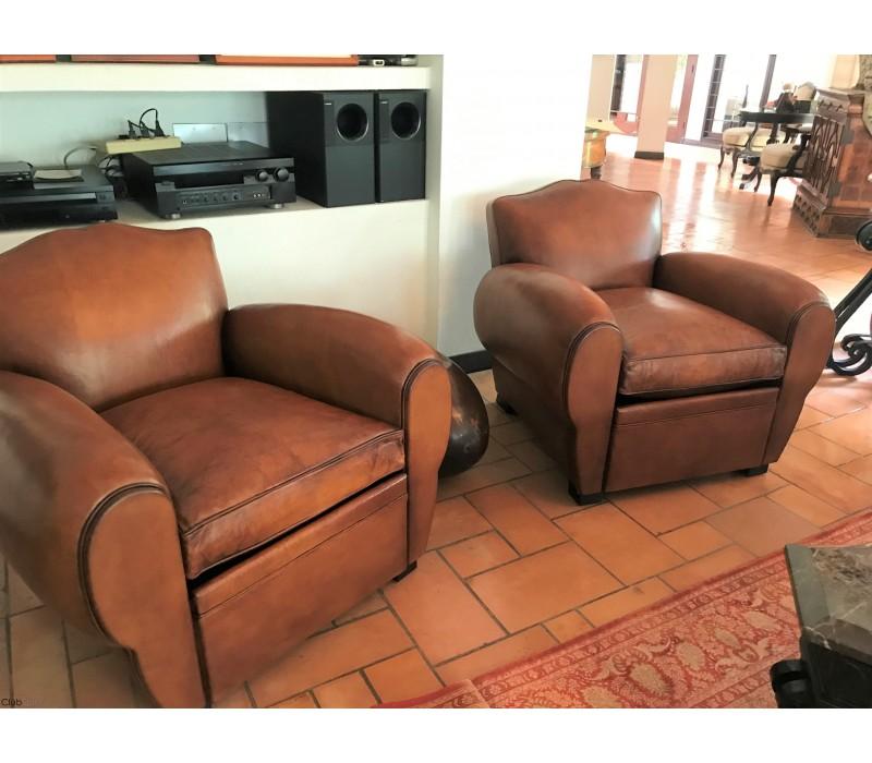 Fauteuil Club Grand Moustache - dossier en accolade - assise haute - hêtre massif et basane de mouton_3