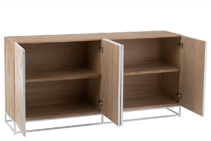 Buffet Mounie 4 portes - Motifs chevron naturel clair - Pieds métal blanc - Style industriel_3