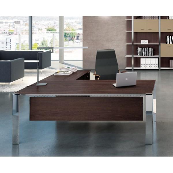 Bureau X7 avec piètements chromés - Officity. - 190, Blanc, Droite_3