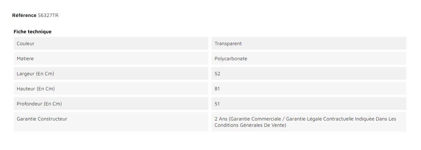 S6327TR - Chaise empilable DUNE - Weber Industries - en polycarbonate transparent - largeur 52 cm_3