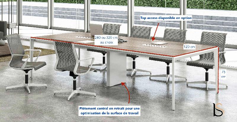 Table de réunion rectangulaire modèle X5 - Officity - Blanc, Orme, 320_3