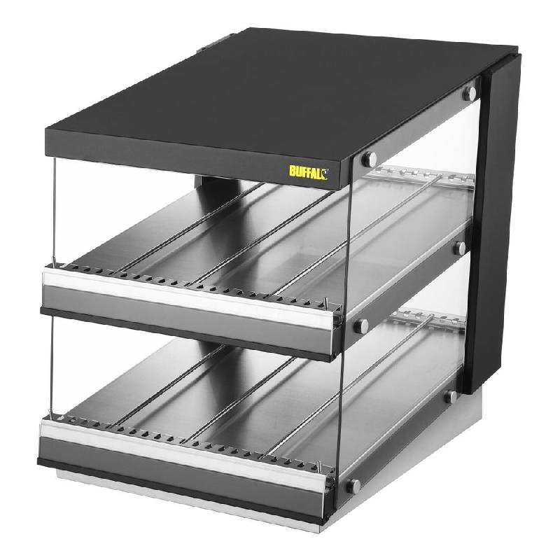 Vitrine chauffante inclinée à glissière 2 étagères - Buffalo - HW925_3
