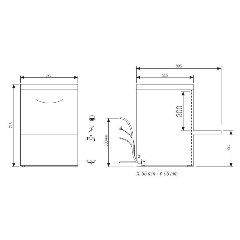 Lave-verres/vaisselle avec affichage digital Mono 230V+T Panier 450x450mm Gamme FAST Elettrobar Furnotel_3