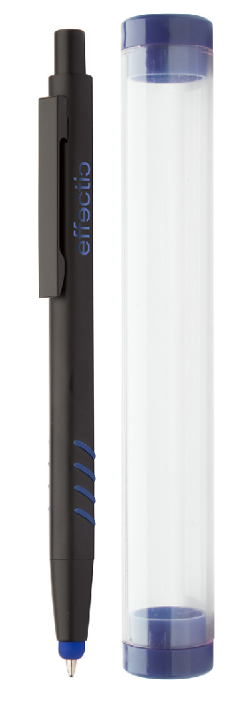 Stylo à bille stylet en aluminium - grip, embout caoutchouc, gravure colorée - encre bleue_3