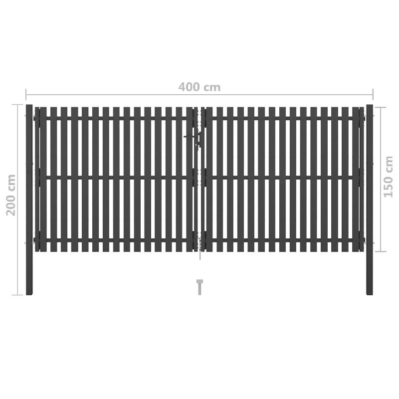 Vidaxl portail de clôture de jardin acier 4x2 m anthracite 146336_3
