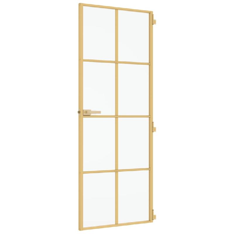 Vidaxl porte intérieure mince doré 76x201,5 cm verre trempé aluminium 155144_3