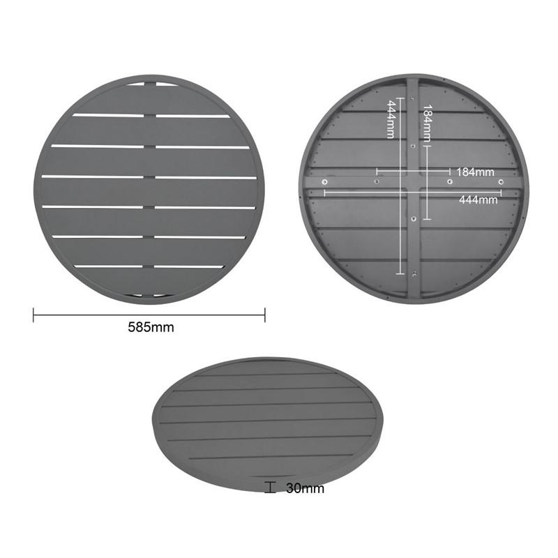 Plateau de table rond en aluminium gris foncé 580 mm | Bolero - FX037_3