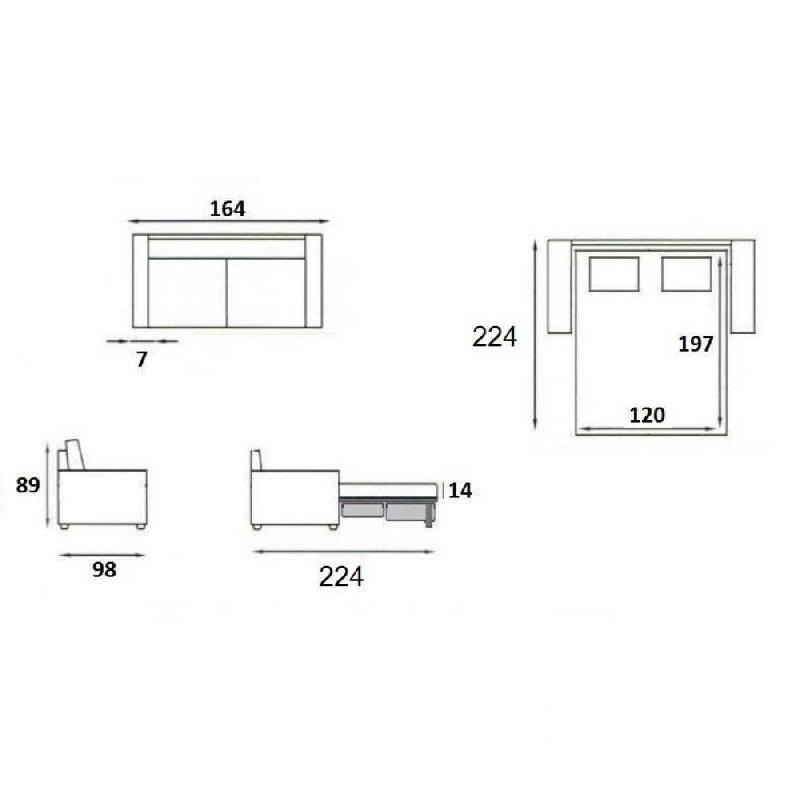 Canapé convertible Nordic - Matelas 16 cm - Système express - Sommier à lattes 120 cm - Tweed gris clair - RENATONISI_3
