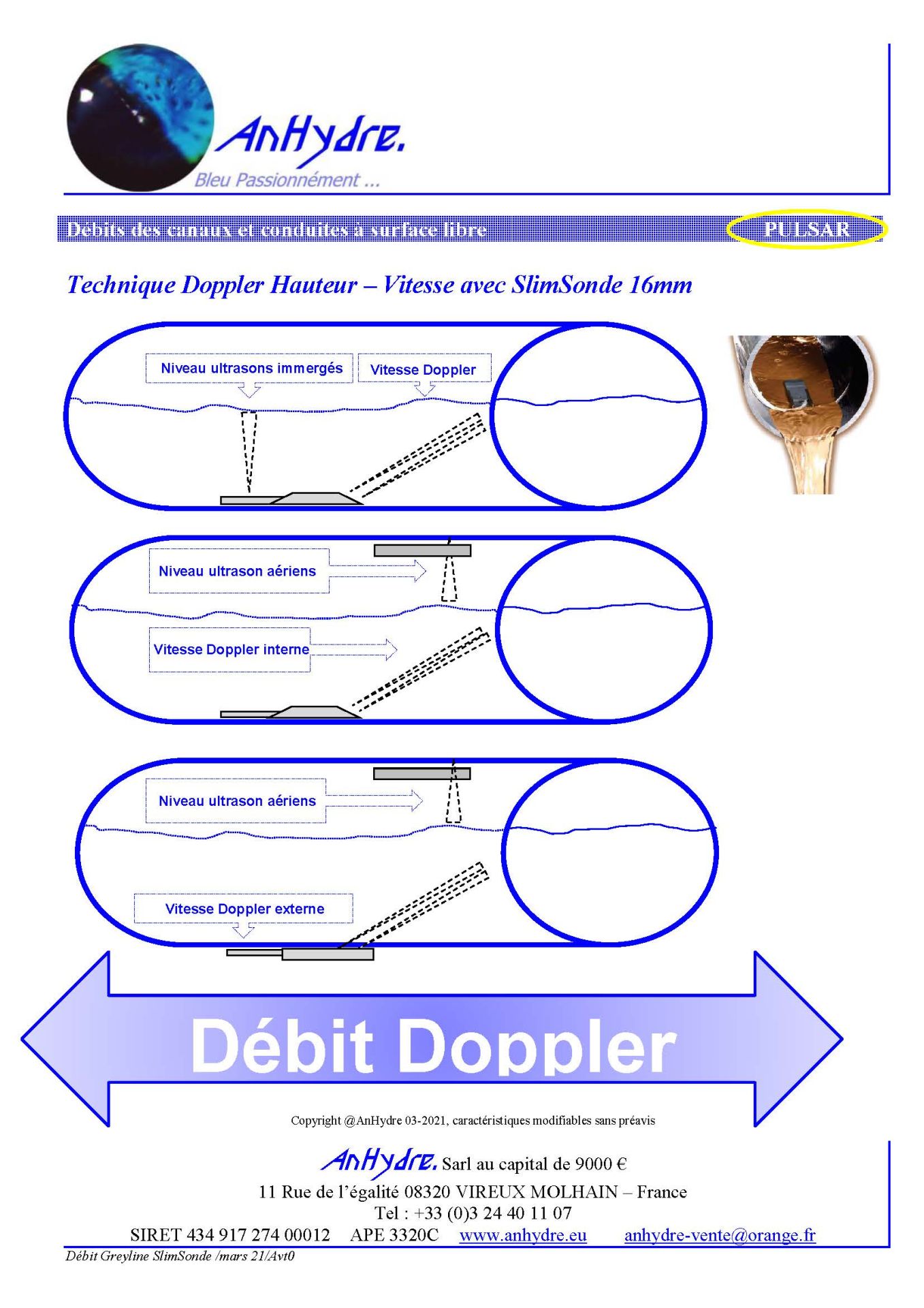 Débitmètre Doppler hauteur-vitesse Pulsar Greyline AVFM-6.1 - Mesure sur canaux à surface libre_3