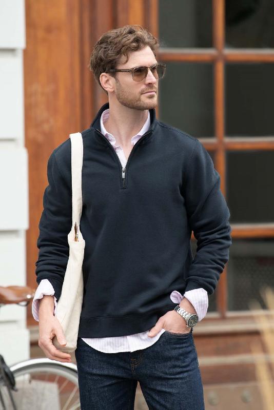 Sweat unisexe - Fermeture éclair ¼ à la mode - Glendale Unisexe - Bleu Marine - Nimbus_3