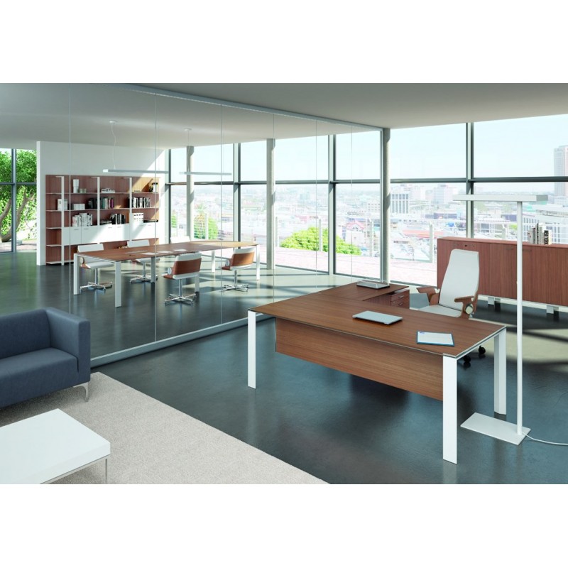 Bureau de direction en bois X7 avec retour et caisson porteur 4 tiroirs - Référence X7C01_SELECTION - Fabricant QUADRIFOGLIO_3