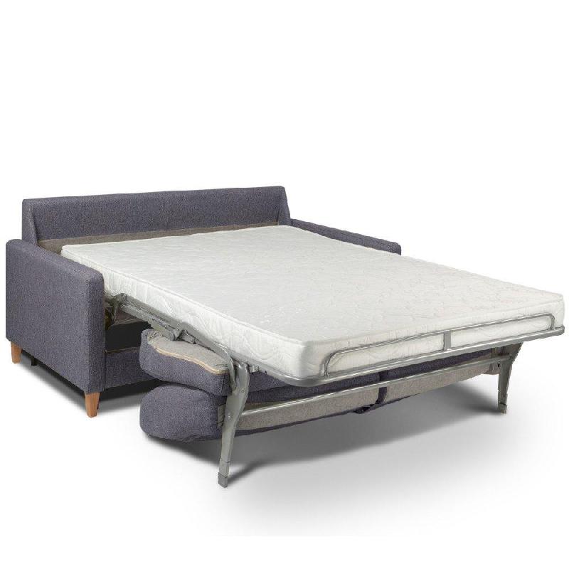 Canapé convertible OGGETTO - Matelas 16 cm - Système express - Sommier à lattes 160 cm - Velours gris anthracite - Fabrication italienne_3