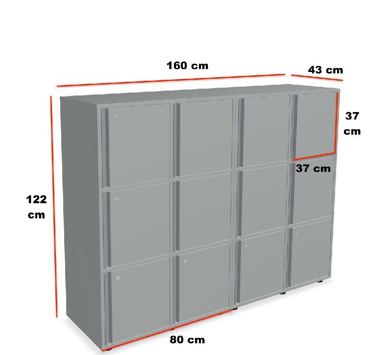 Meuble 12 cases de couleur - MDD - Noir, A clé, 4 x 3 cases_3