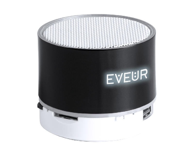 Enceinte Bluetooth - Boîtier plastique noir - Pile rechargeable intégrée avec gravure lumineuse LED_3