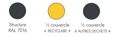 Corbeille TWIN-TWIN Basque bi-flux - Réf 161625 - Acier 1,5 mm et 3 mm - Capacité 2 x 60 litres - Protection antirouille_3