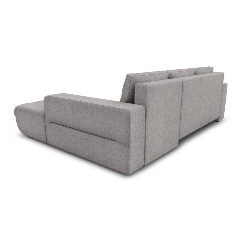 Canapé d'angle scandinave ZELI gris clair - Convertible avec méridienne à droite et coffre de rangement_3