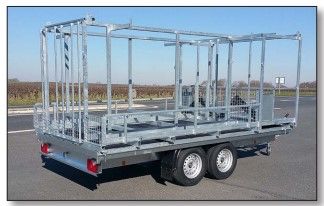 Remorque stockage échafaudage 108 m2 avec attache autofreineur