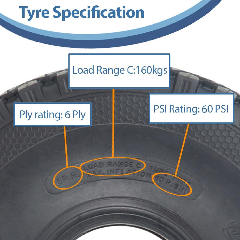4.00x4 Journey (Wanda) 6ply Block Tyre Tube Type 160kgs 60 PSI Airport Tug Wheel_3