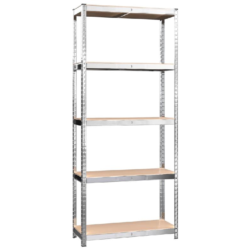 Vidaxl étagères à 5 niveaux 2 pcs argenté acier et bois d'ingénierie 3154161_3