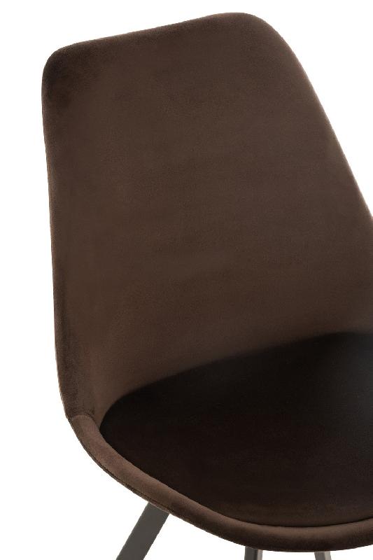 Chaise design RATRI - tissu marron foncé, pieds métal noir - confortable et robuste_3