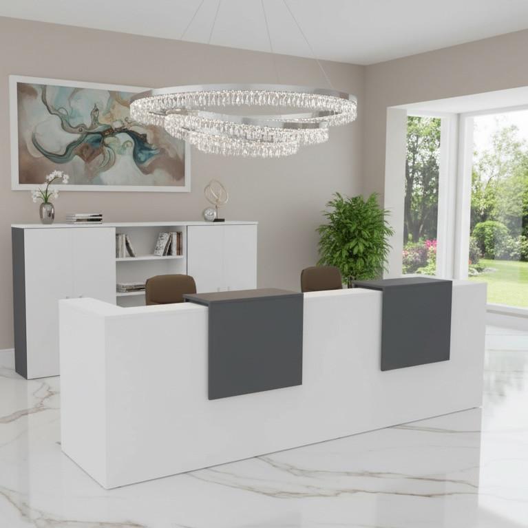 Banque d'accueil 2 personnes delta first avec 2 tops - MOBEL LINEA - blanc, 324, anthracite_3