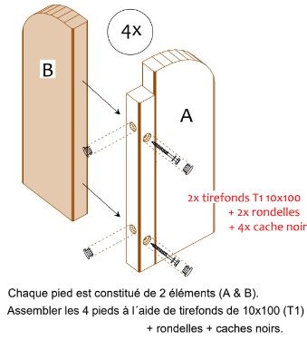 Table Elite Carrée - Réf: EC230 - Piétement et Plateau Bois - 2,30m x 2,30m x 0,75m_3