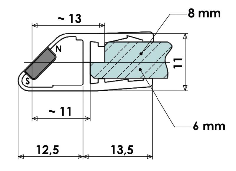 Joint d'étanchéité magnétique - 2 x 200 cm - Pour verre de 6 à 8 mm - Clipsable - Translucide_3