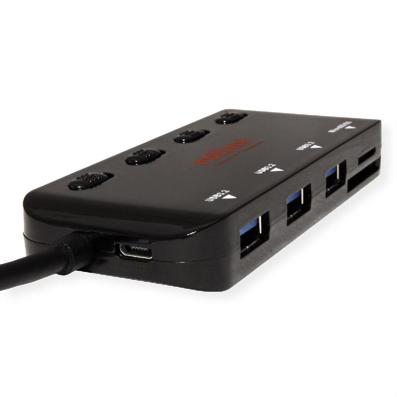 ROLINE Hub USB 3.2 Gen 1, 3 ports, type C, 1 port Cardreader_3